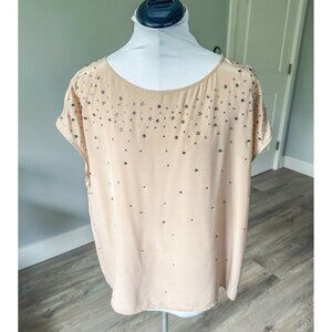 Talbots Black Label Rhinestones Top Made of 100% Silk